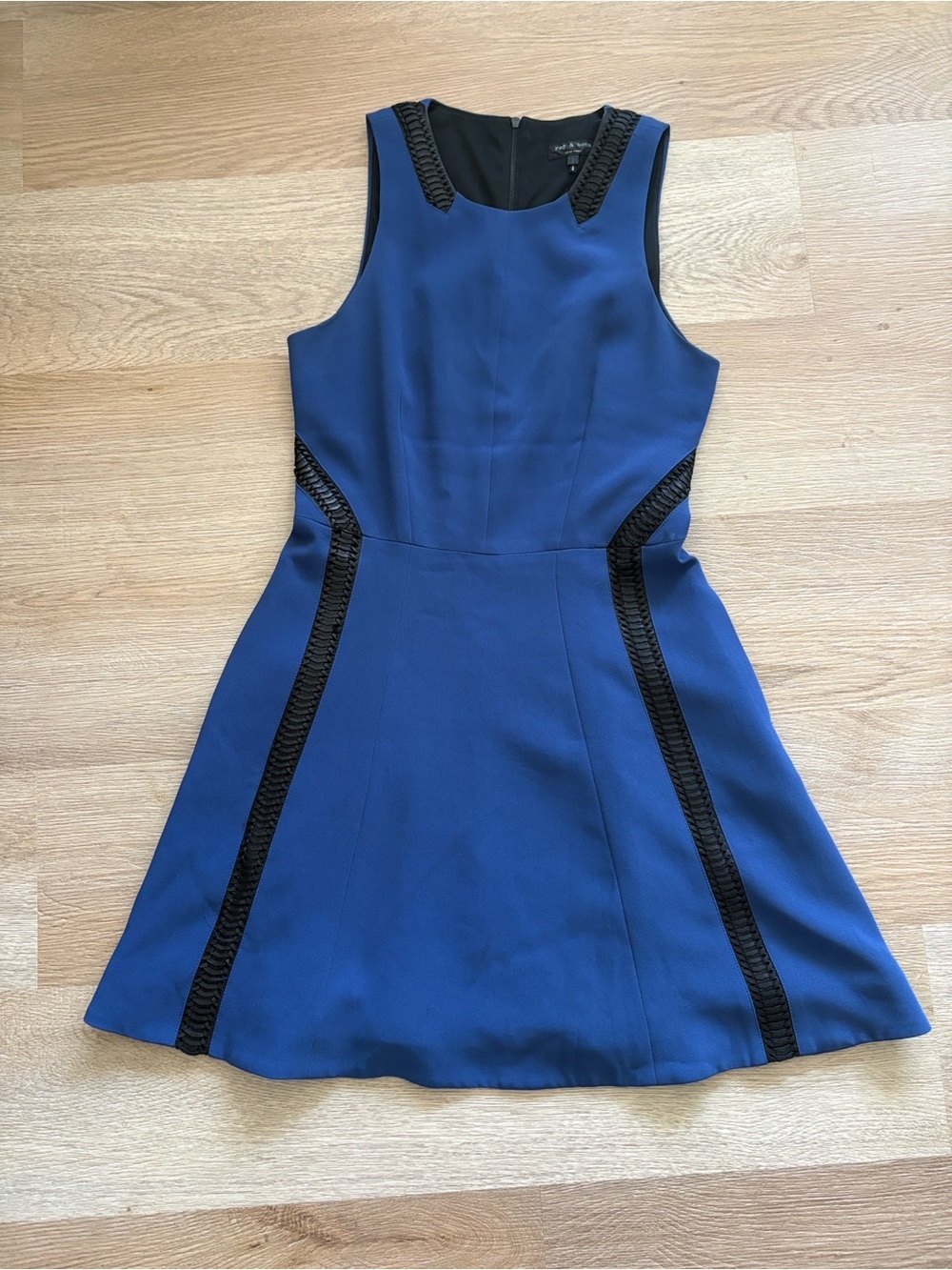 rag & bone Royal Blue Sleeveless A-Line Dress with Black Trim
